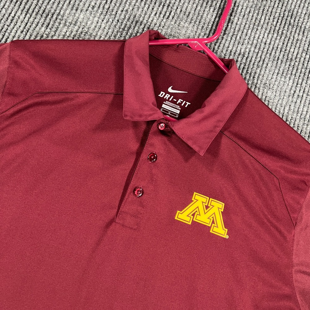 Minnesota Golden Gophers Polo Shirt Mens Medium Red Short Sleeve Nike NCAA